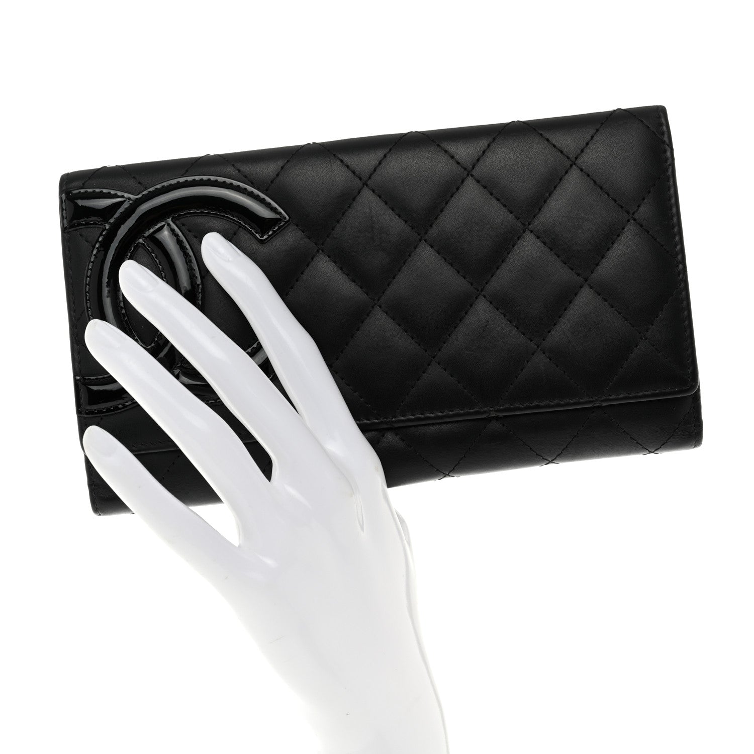 Chanel Calfskin Quilted Cambon Long Double Wallet Black 2 of 17