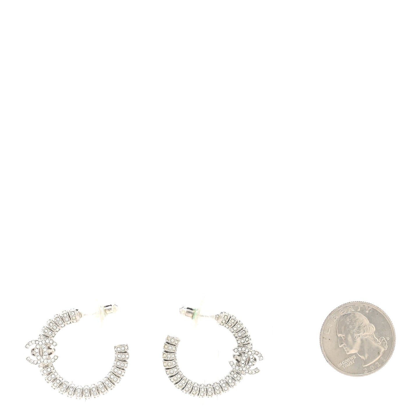 Crystal CC Hoop Earrings Silver