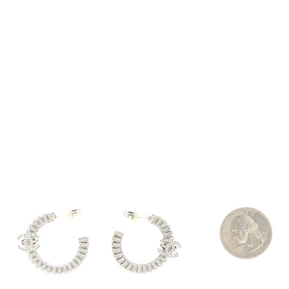 Chanel Crystal CC Hoop Earrings Silver 2 of 5