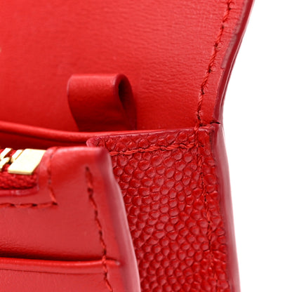 Burberry Grained Calfskin Chain Card Case Red 11 of 12