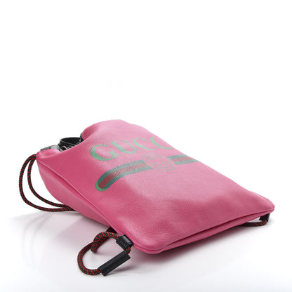 Gucci Grained Calfskin Logo Drawstring Backpack Box Pink Green Black 3 of 9