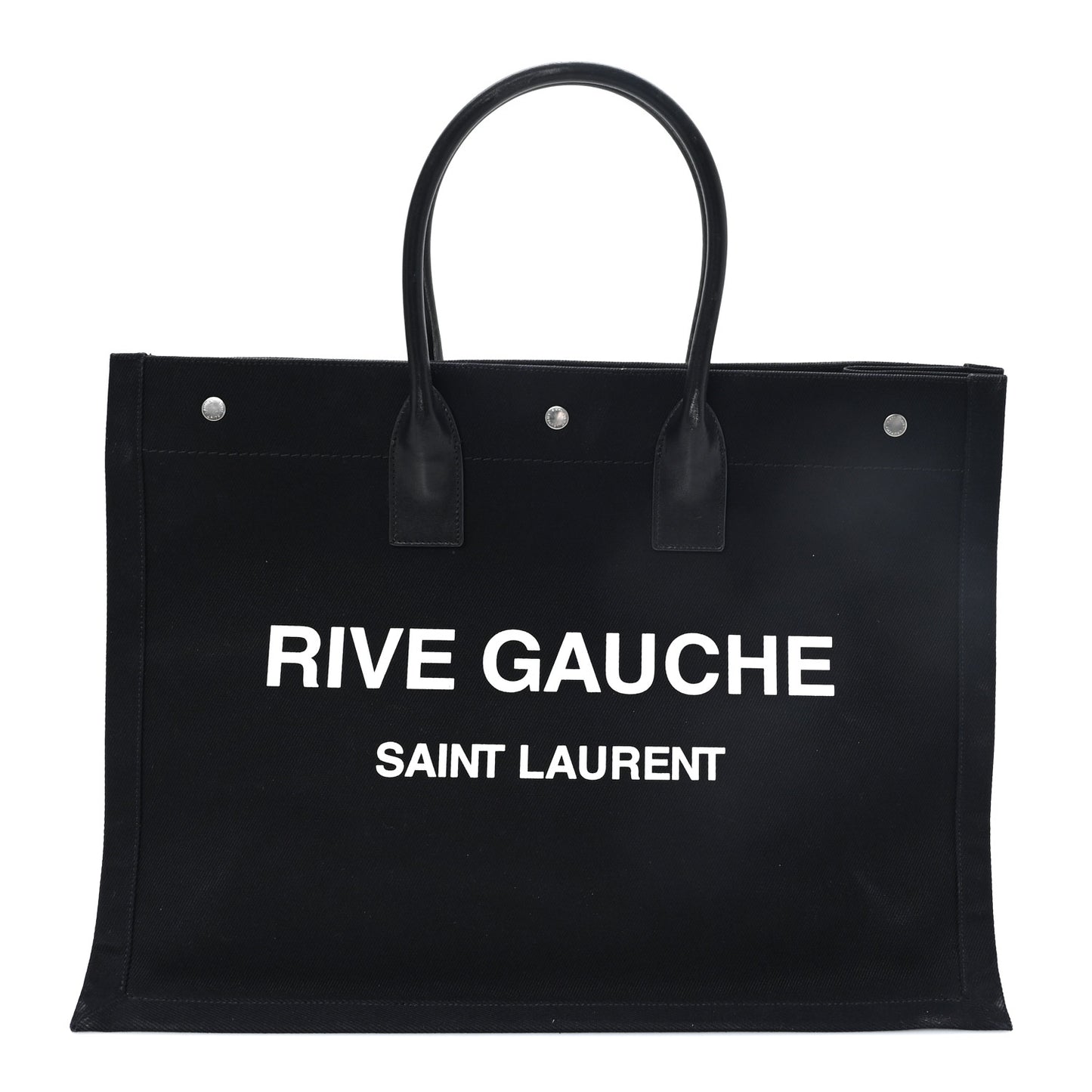 Linen Calfskin Rive Gauche Tote Black