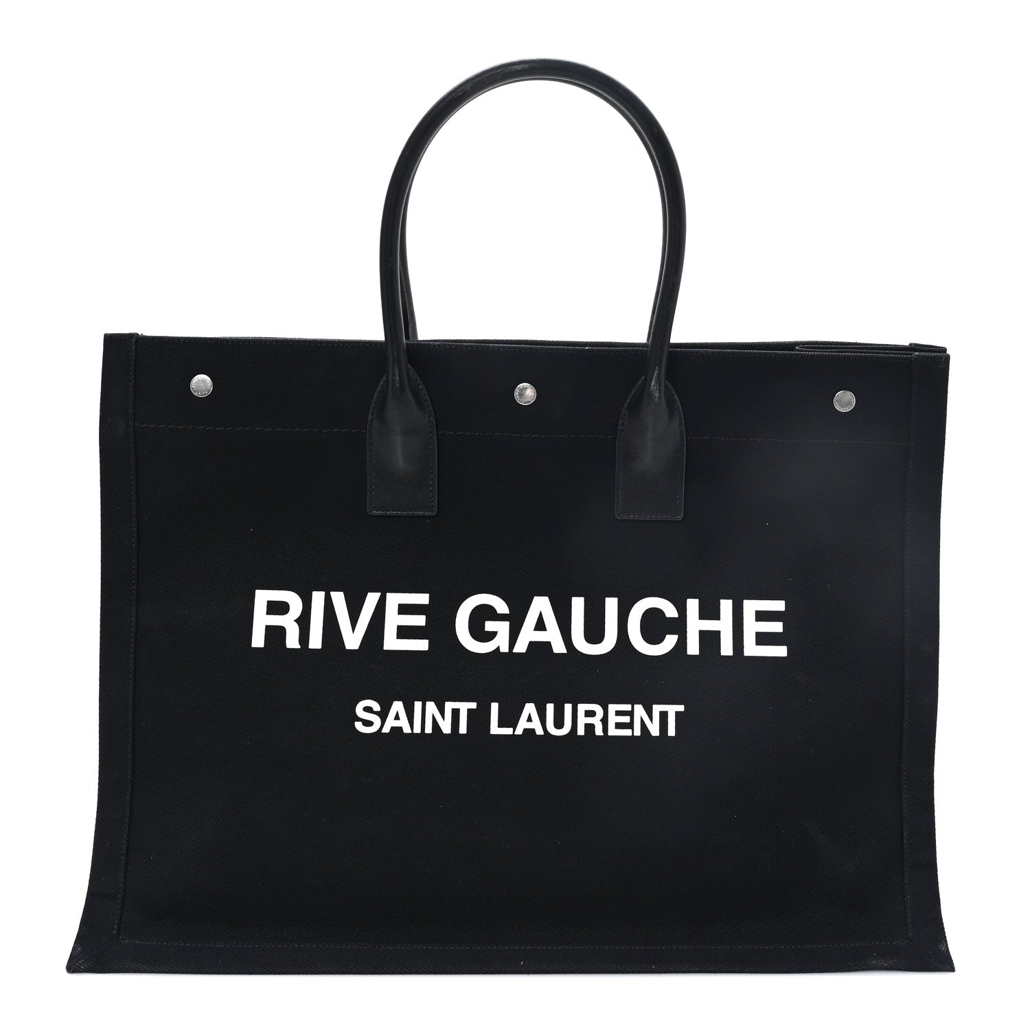 Saint Laurent Linen Calfskin Rive Gauche Tote Black 1 of 10