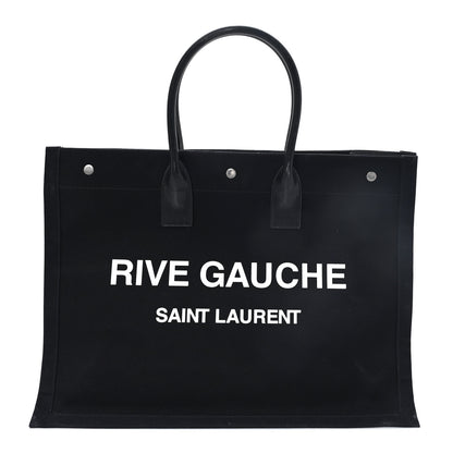 Saint Laurent Linen Calfskin Rive Gauche Tote Black 1 of 10
