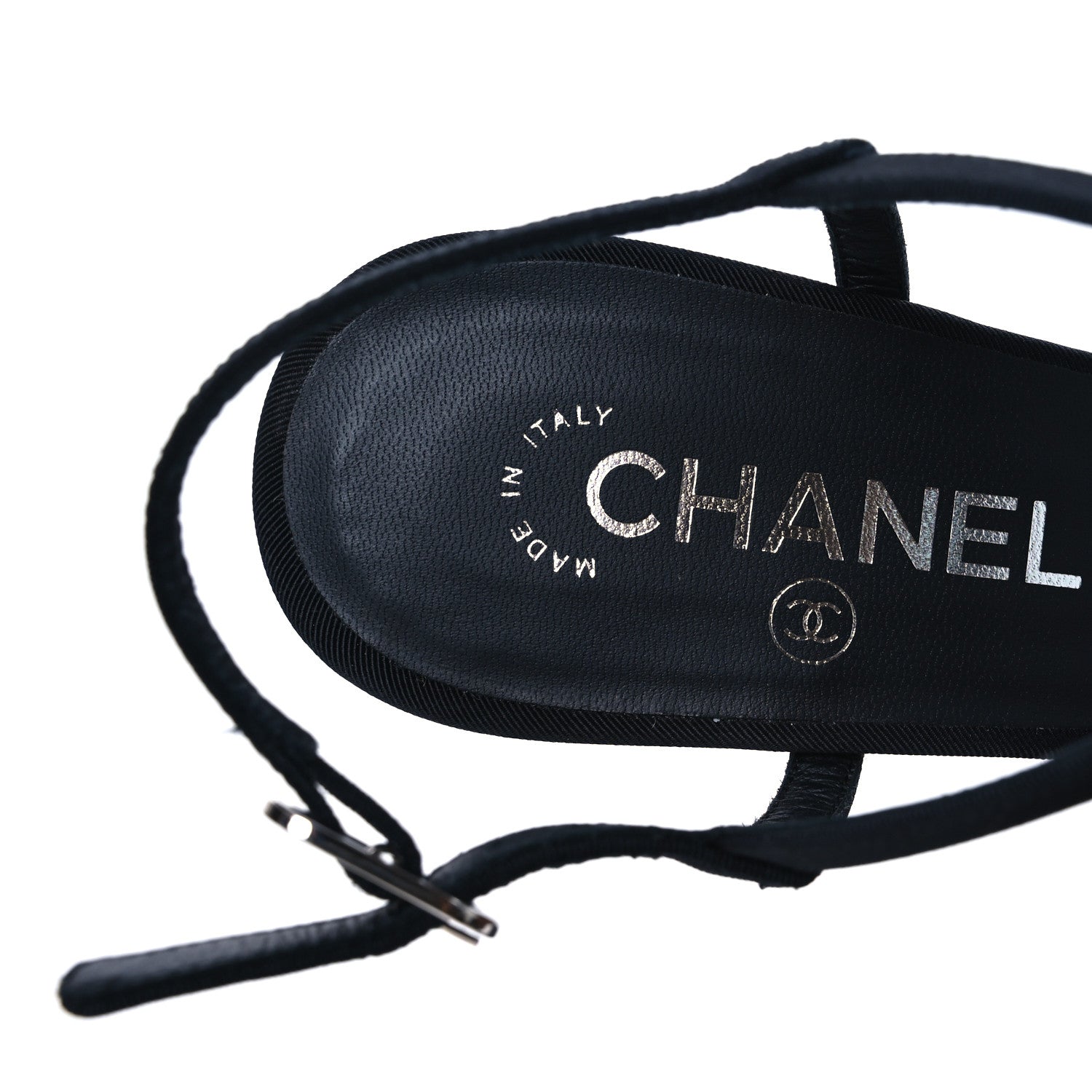 Chanel Grosgrain Pearl Sandals 39.5 Black 9 of 13