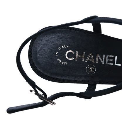Chanel Grosgrain Pearl Sandals 39.5 Black 9 of 13