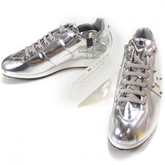 Fendi Metallic Calfskin Sneakers 40 Argento 1 of 8