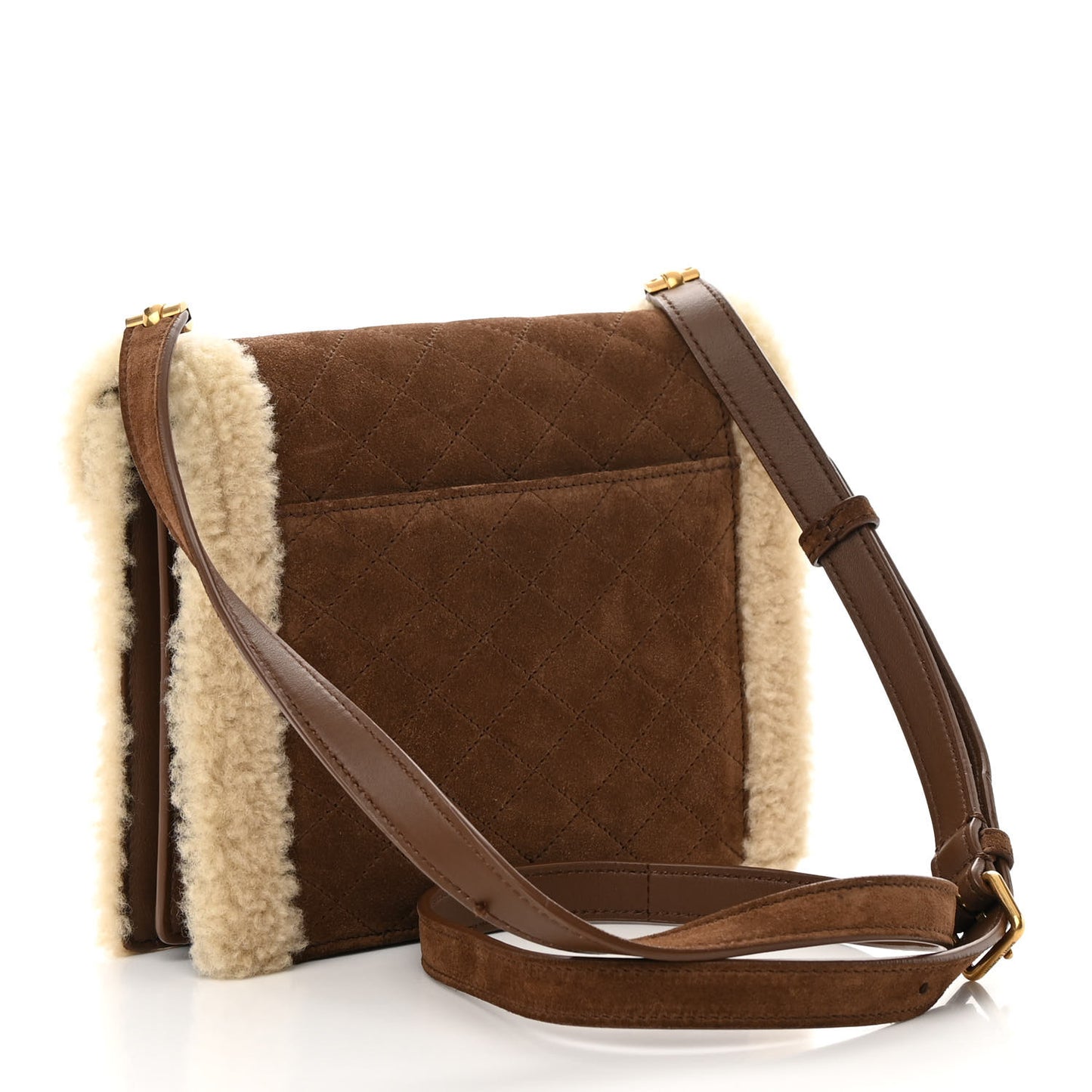 Nubuck Shearling Quilted Mini Gaby Satchel Natural Tan