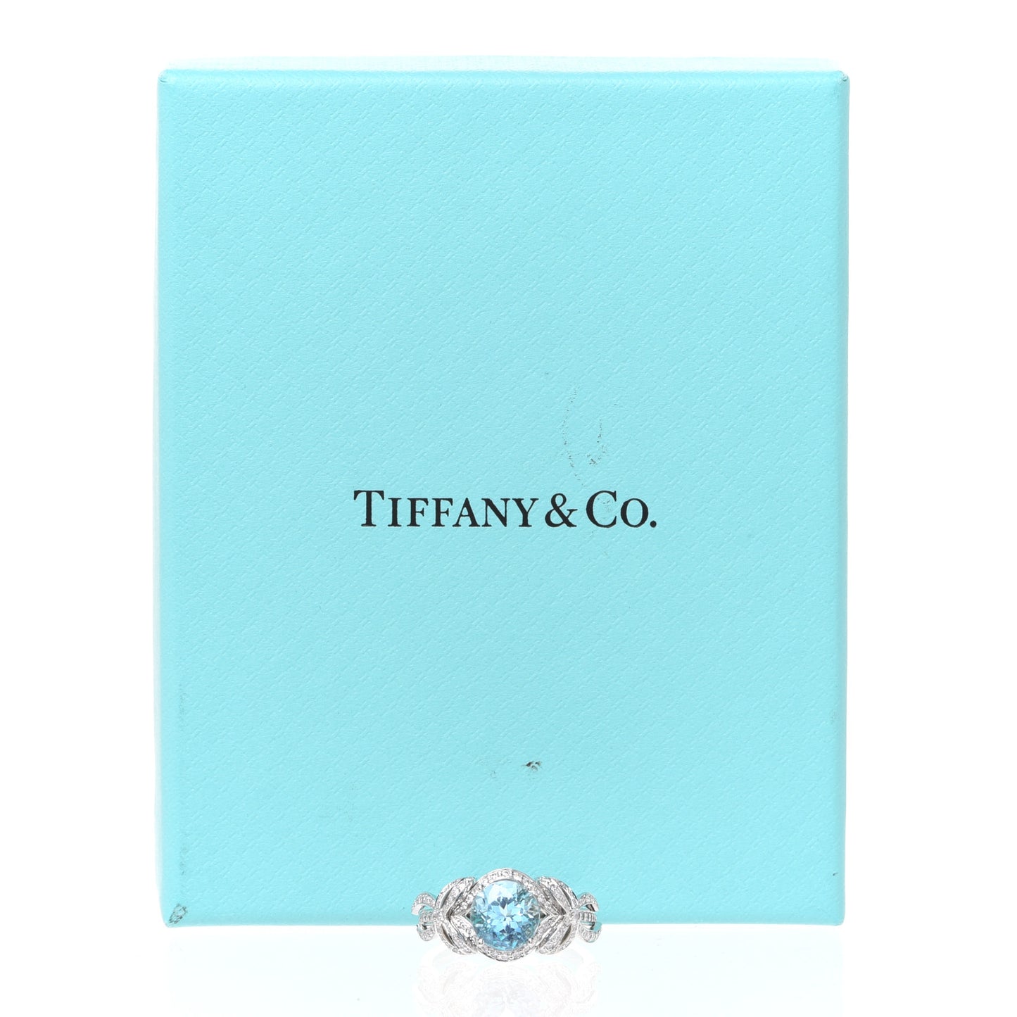 Platinum Aquamarine Diamond 1.54ct Double Bow Ring 52 6