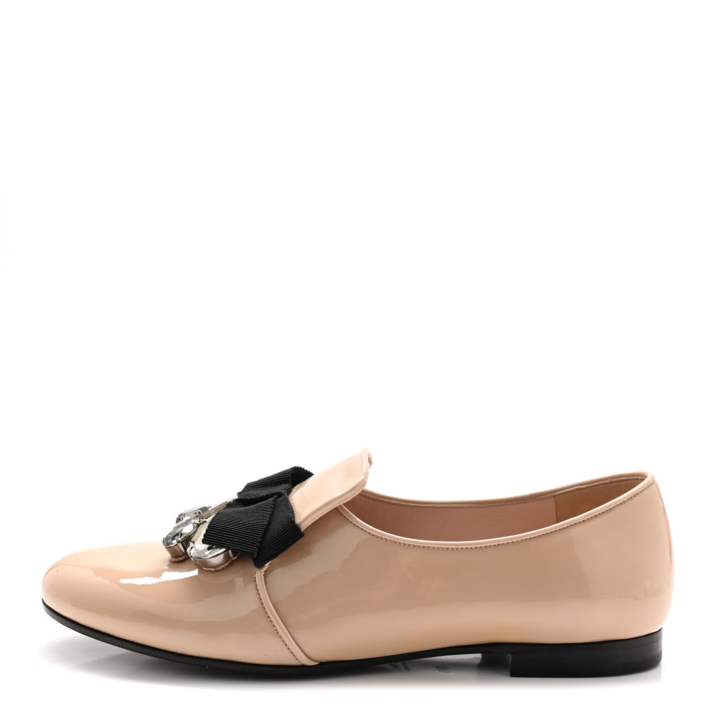 Vernice Crystal Bow Loafers 36 Beige