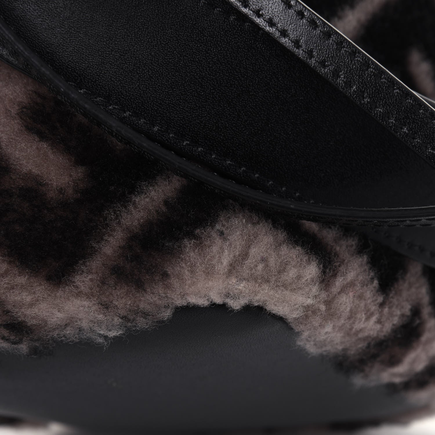 Fendi Shearling F is Fendi Macro FF 1974 Diagonal Mini Mon Tresor Bucket Bag Dove Black 18 of 18