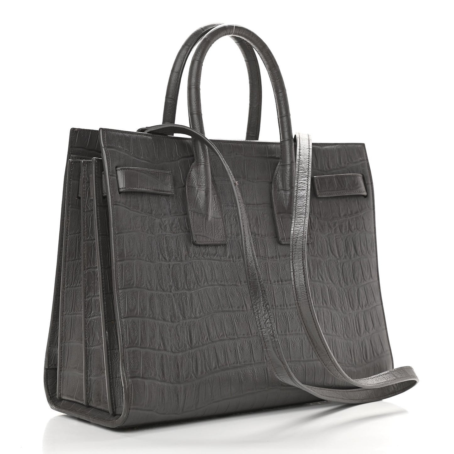 Calfskin Crocodile Embossed Small Sac De Jour Fog