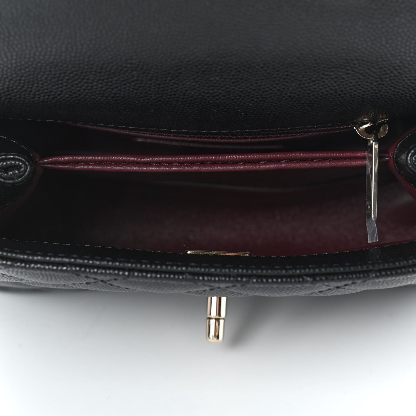 Caviar Lizard Embossed Quilted Extra Mini Coco Handle Flap Black
