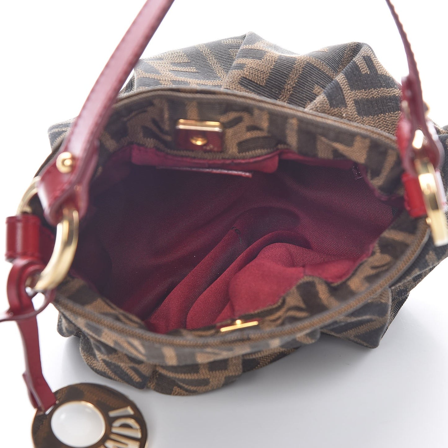 Zucca Cuoio Lucido Mini Chef Hobo Tobacco Rosso Scuro