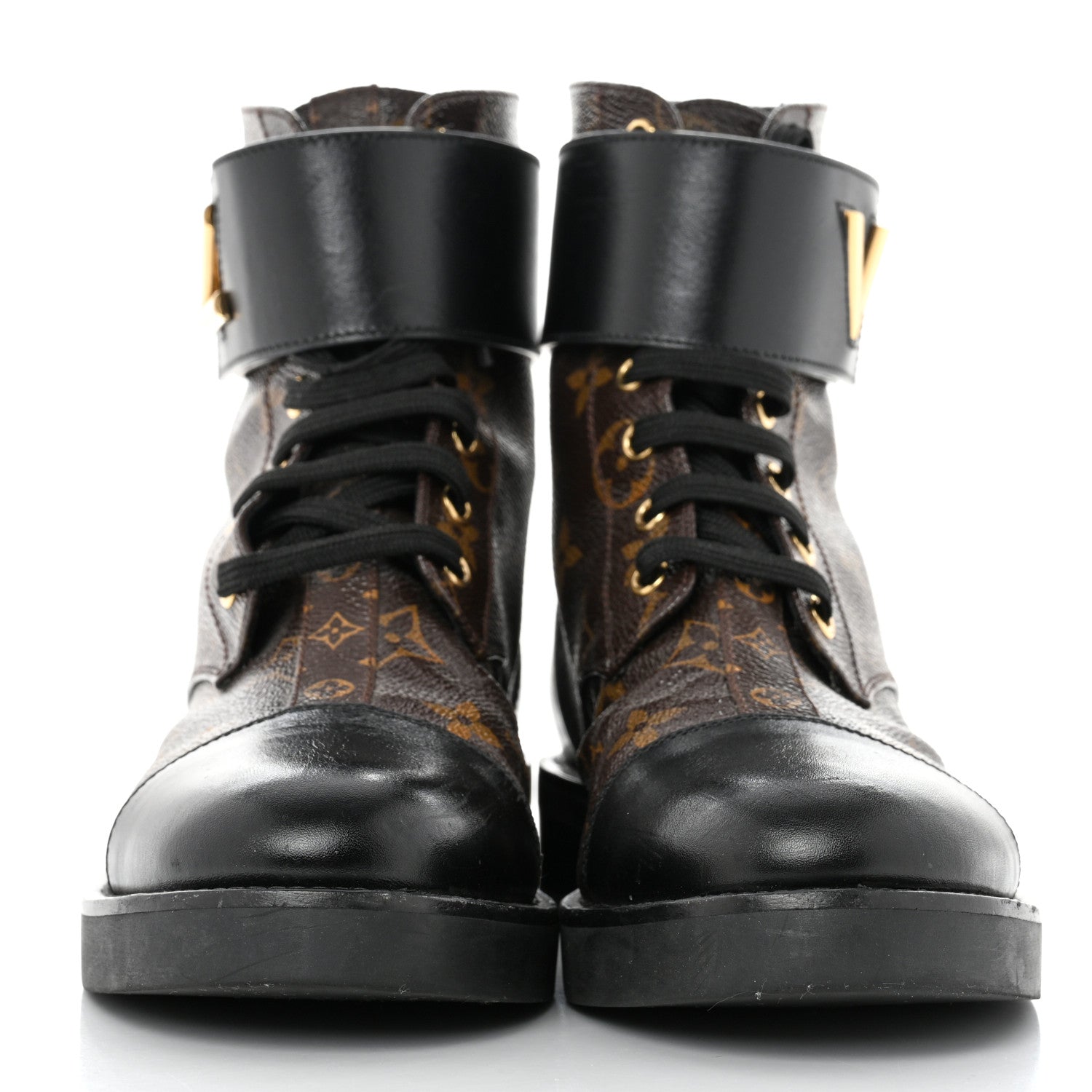 Louis Vuitton Calfskin Monogram Wonderland Flat Ranger Boots 37 Black 2 of 9