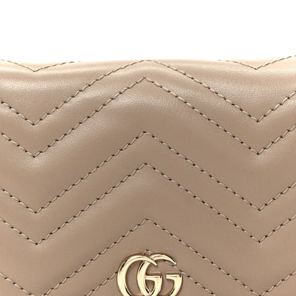 Gucci Calfskin Matelasse GG Marmont Card Case Wallet Taupe 10 of 12