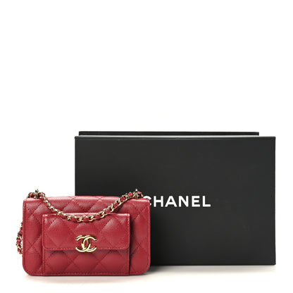 Chanel Caviar Quilted Pocket Twins Clutch With Chain Burgundy 12 of 12
