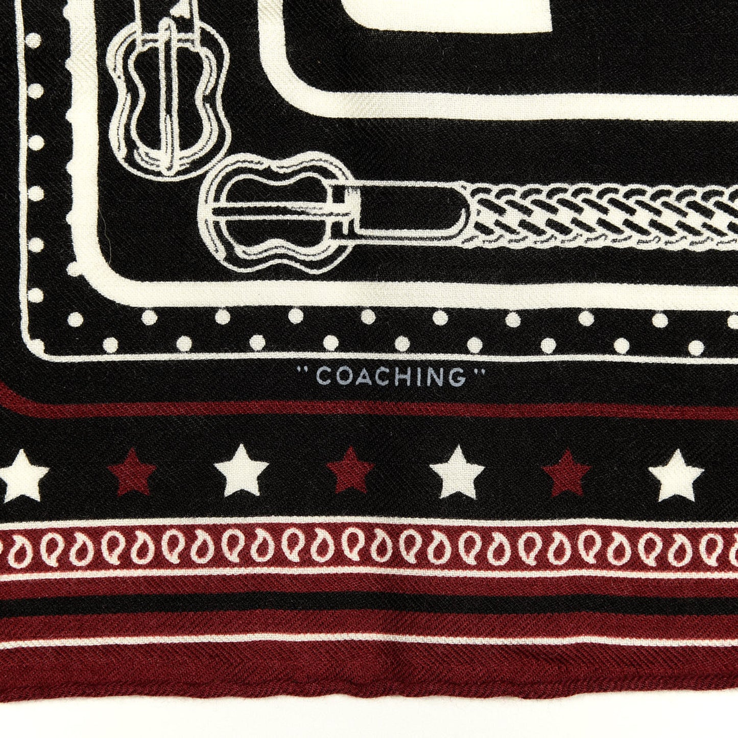 Cashmere Silk Coaching Bandana Scarf 55 Black Quetsche White