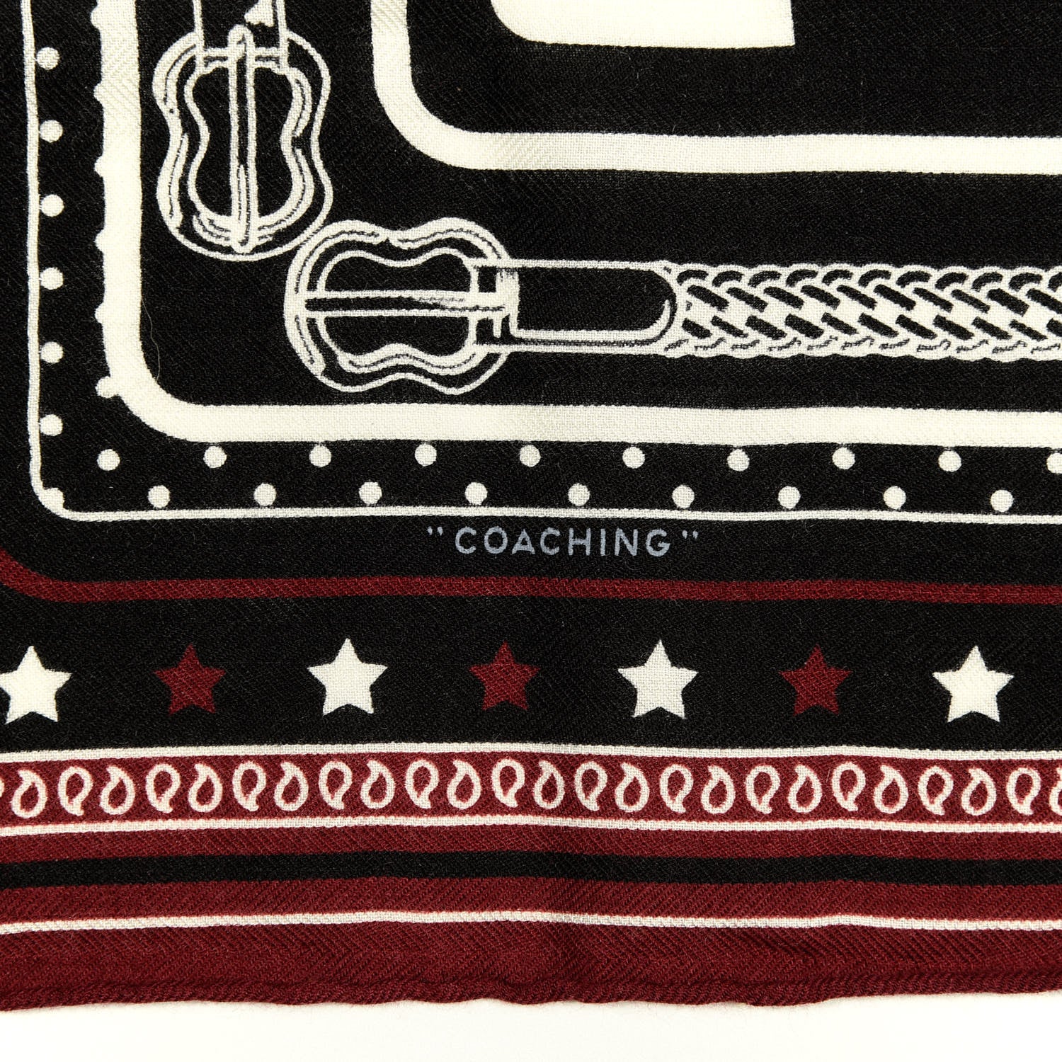 Hermes Cashmere Silk Coaching Bandana Scarf 55 Black Quetsche White 2 of 3