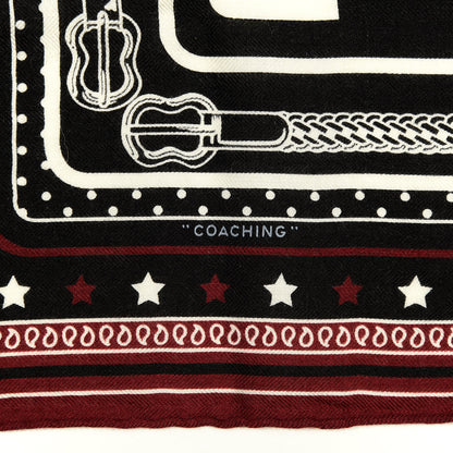 Hermes Cashmere Silk Coaching Bandana Scarf 55 Black Quetsche White 2 of 3