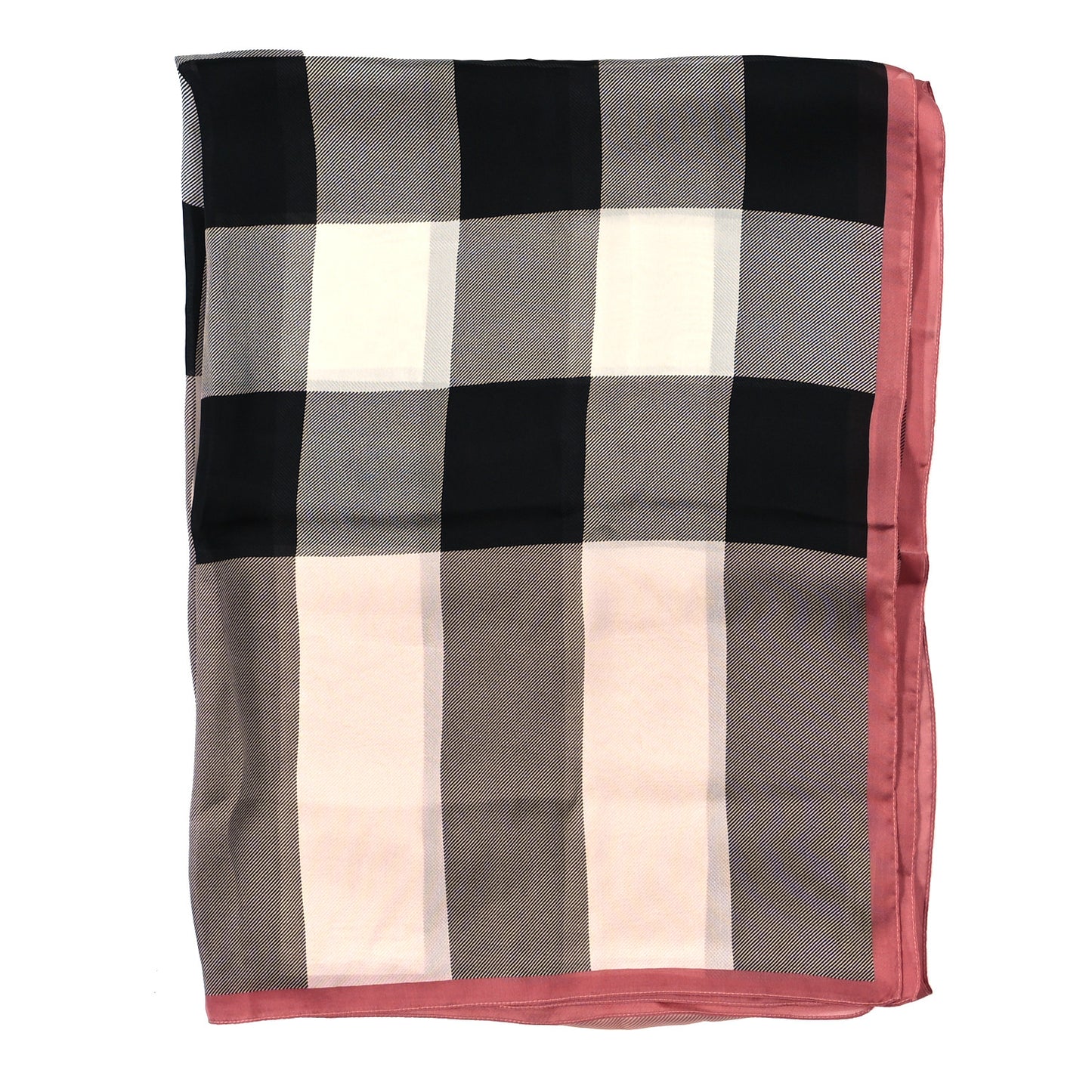 Silk Mega Check Scarf Pink