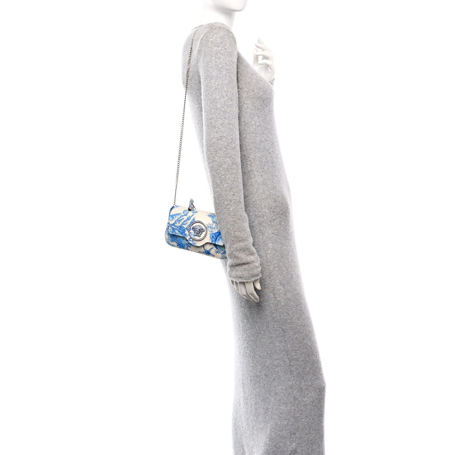 Versace Satin Crystal Barocco Underwater Medusa Mini Bag White Blue 2 of 10