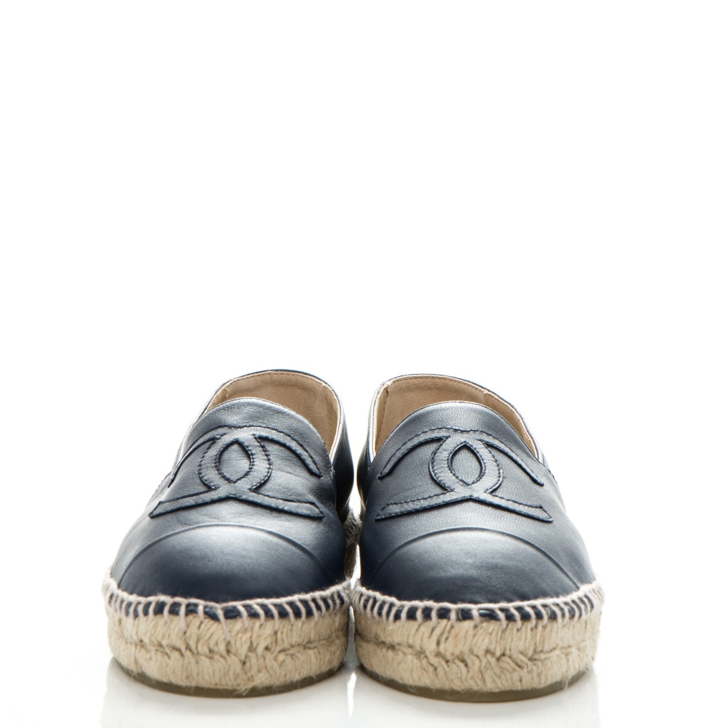 Chanel Lambskin CC Espadrilles 37 Dark Navy 2 of 7