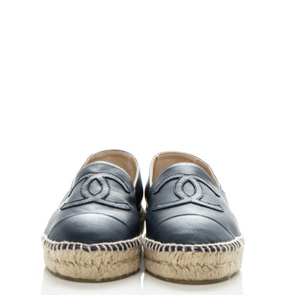 Chanel Lambskin CC Espadrilles 37 Dark Navy 2 of 7