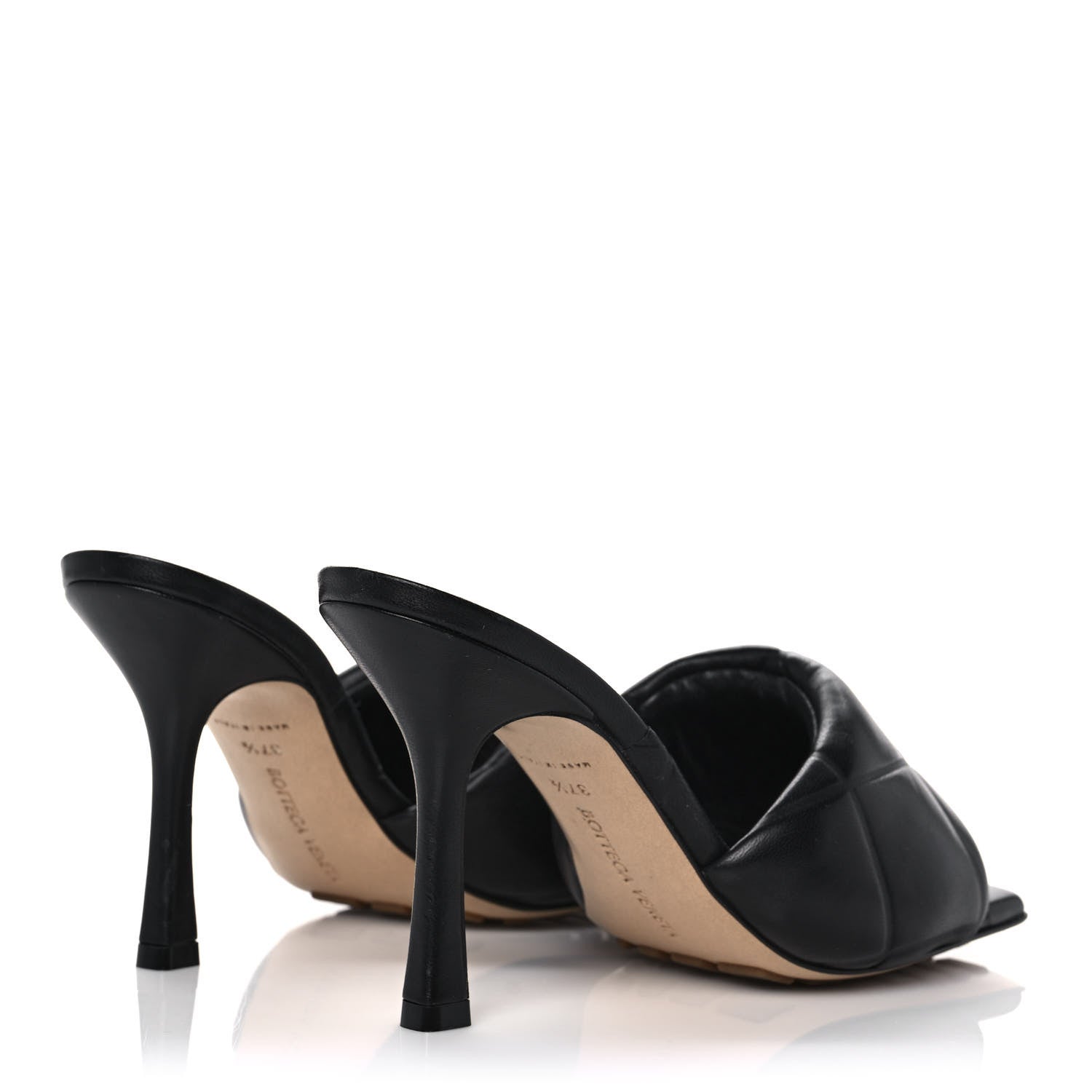 Bottega Veneta Nappa Quilted Rubber Lido Mule Sandals 37.5 Black 4 of 7