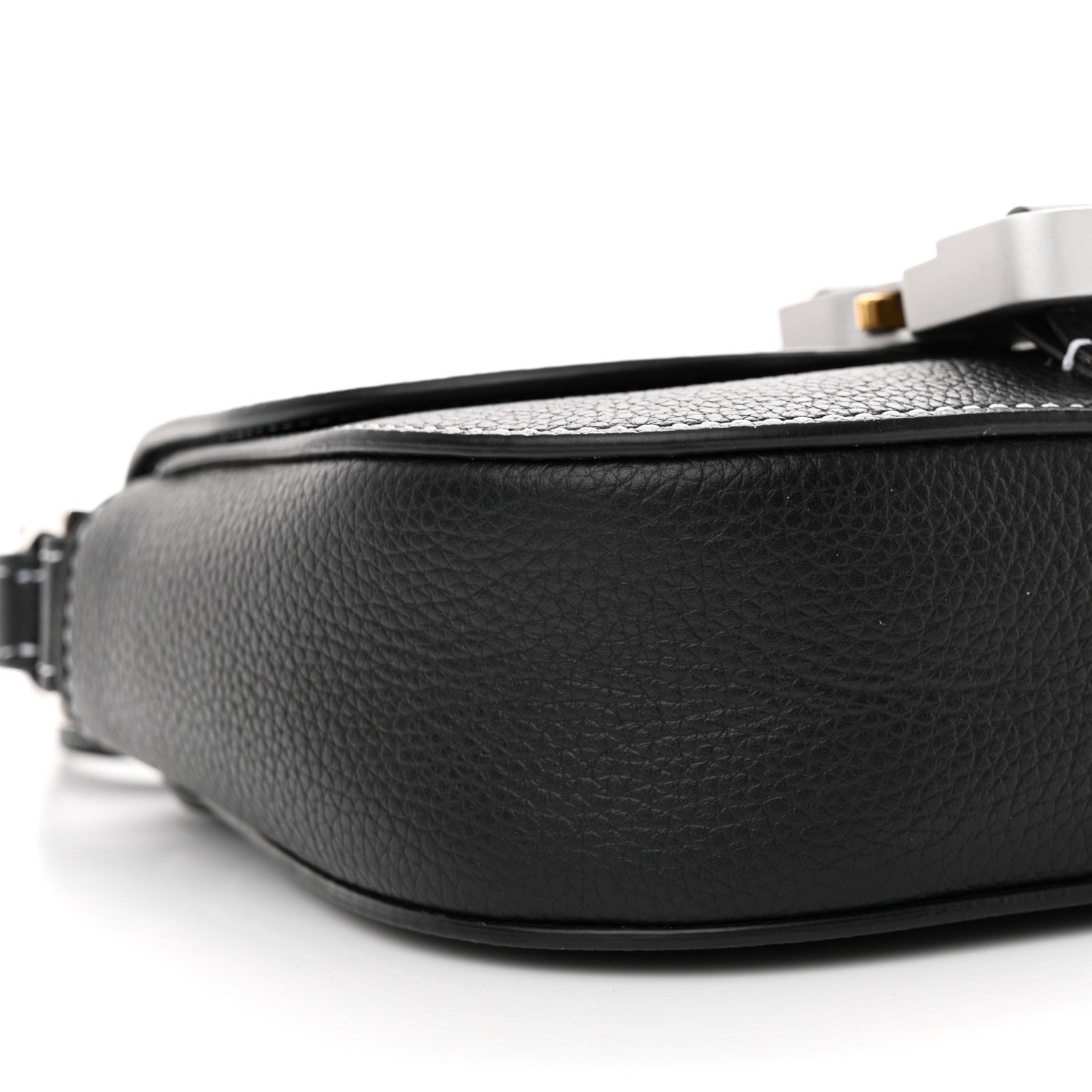 Christian Dior Grained Calfskin Saddle Pouch With Strap Black 9 of 11