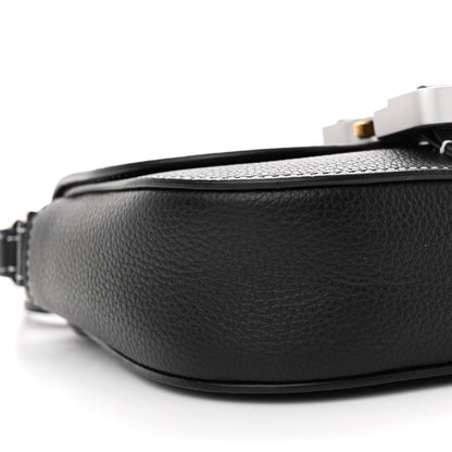 Christian Dior Grained Calfskin Saddle Pouch With Strap Black 9 of 11