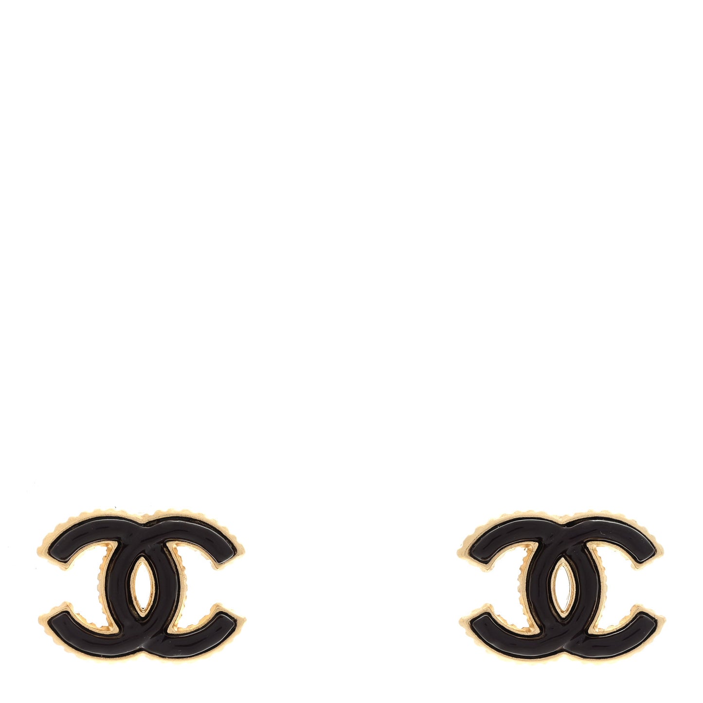 Metal Enamel CC Earrings Gold Dark Burgundy