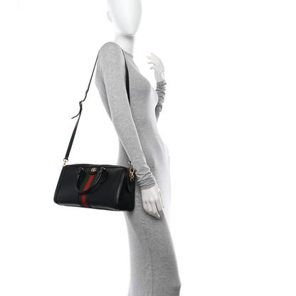 Gucci Textured Dollar Calfskin Web Medium Ophidia Boston Black 2 of 13