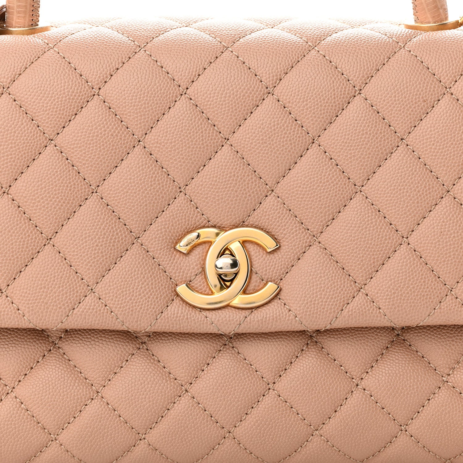 Chanel Caviar Lizard Embossed Quilted Small Coco Handle Flap Beige 7 of 10