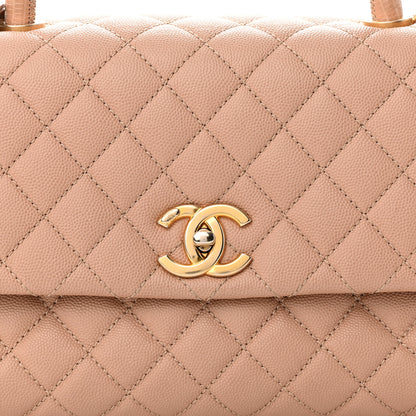 Chanel Caviar Lizard Embossed Quilted Small Coco Handle Flap Beige 7 of 10