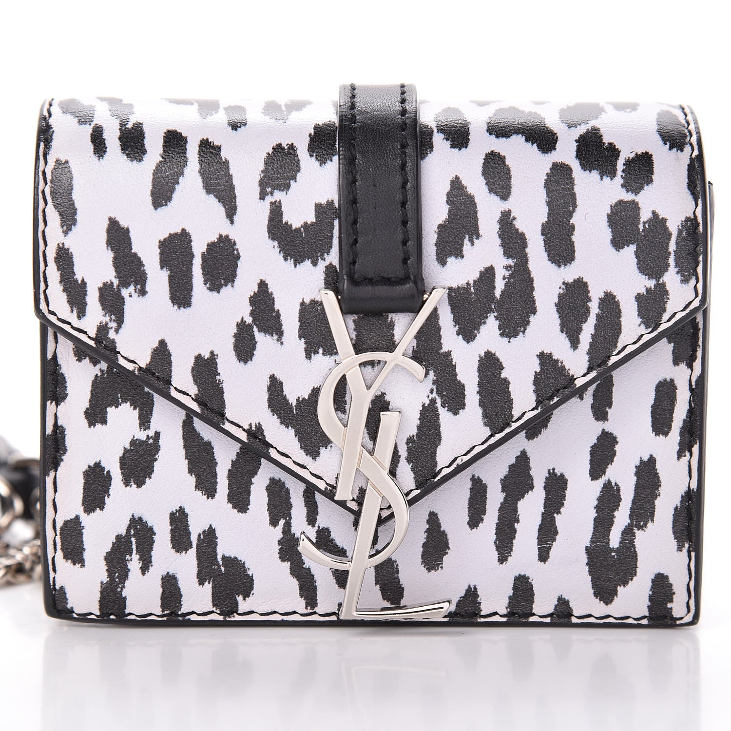 Saint Laurent Calfskin Monogram Leopard Print Mini Candy Crossbody Black White 12 of 12