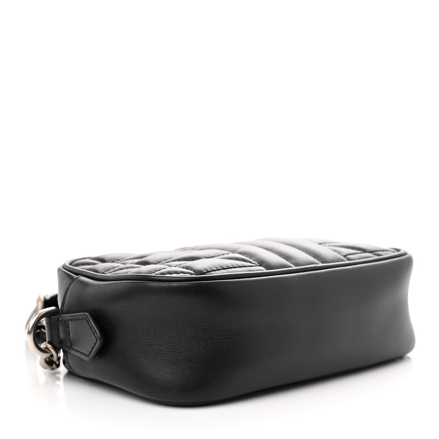 Gucci Calfskin Matelasse Aria Mini GG Marmont Chain Shoulder Bag Black 4 of 13