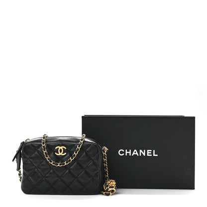 Chanel Lambskin Quilted CC Pearl Crush Camera Case Black 12 of 12