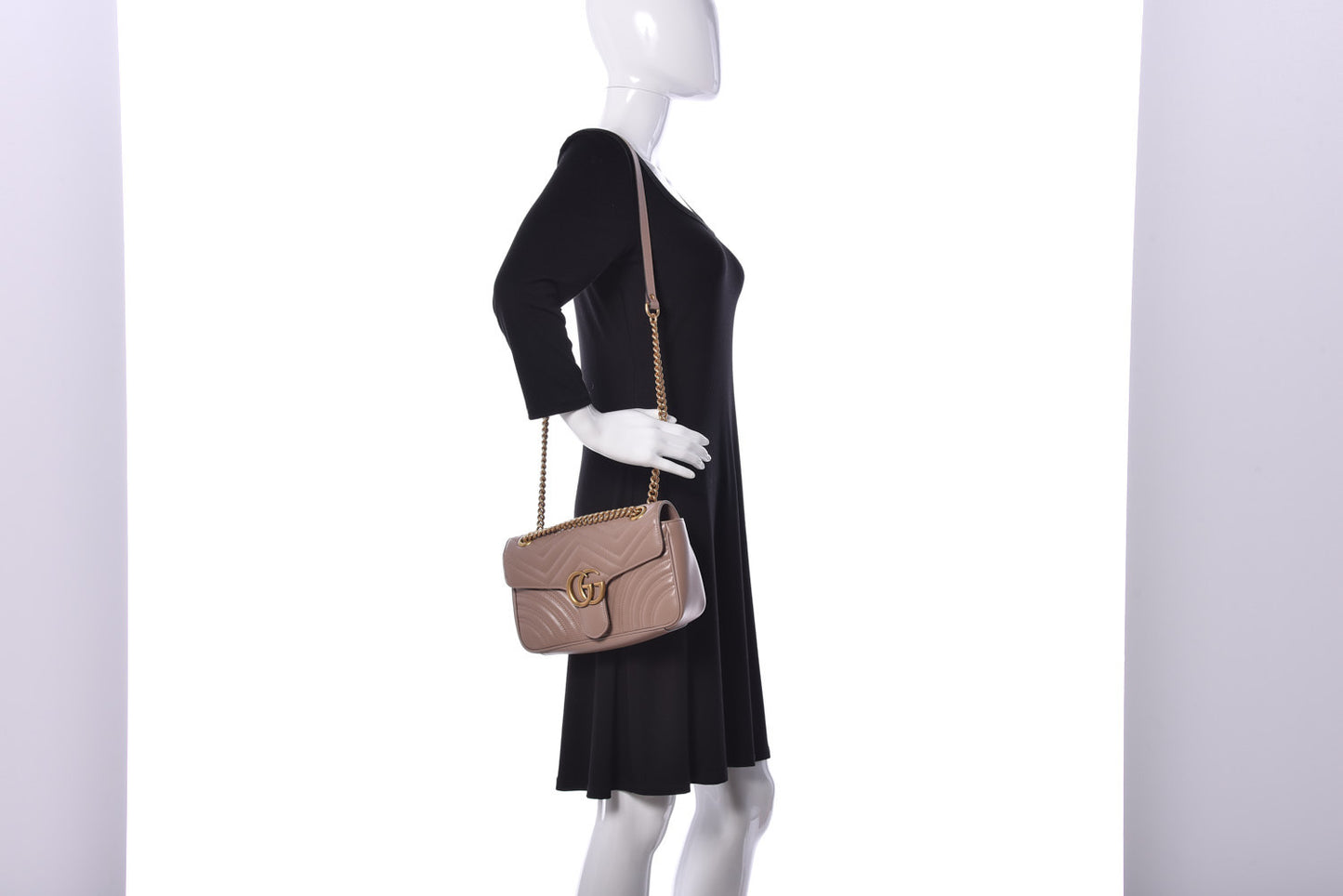 Calfskin Matelasse Small GG Marmont Shoulder Bag Porcelain Rose