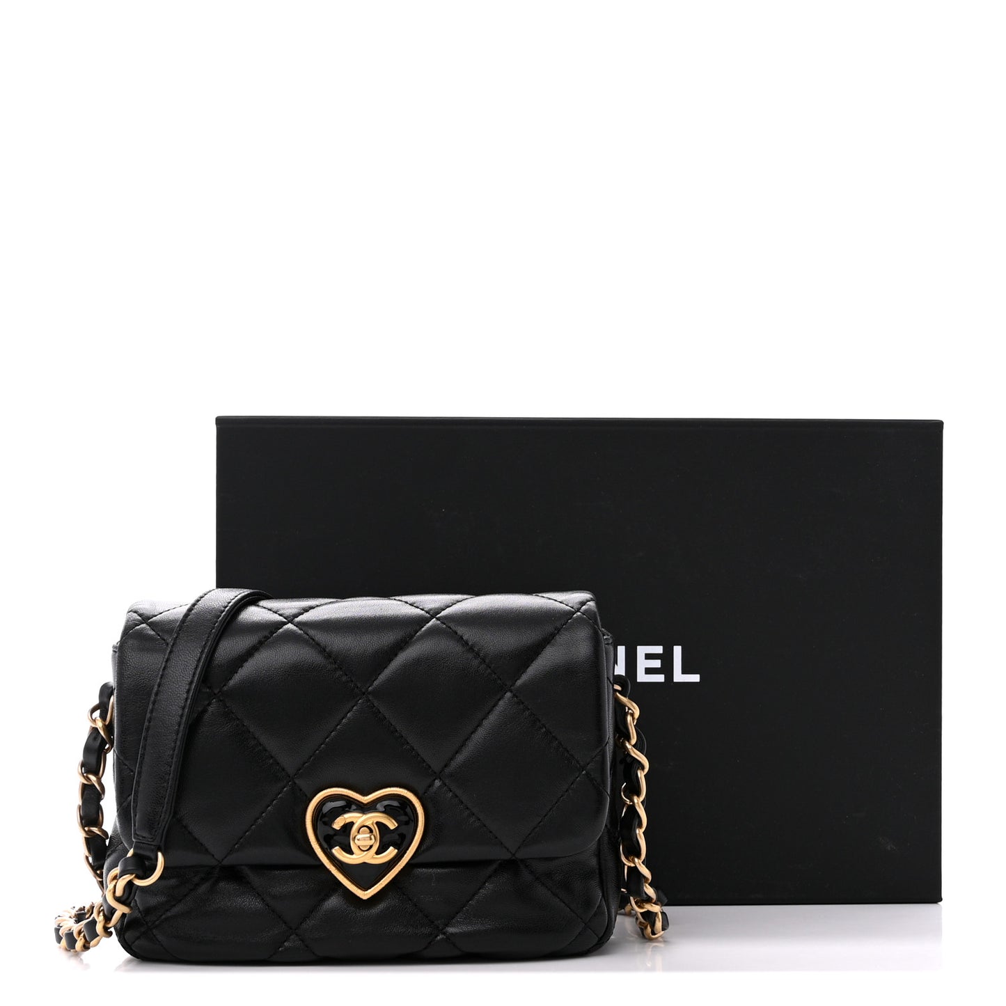 Lambskin Plexiglass Quilted Coco Love Mini Flap Black