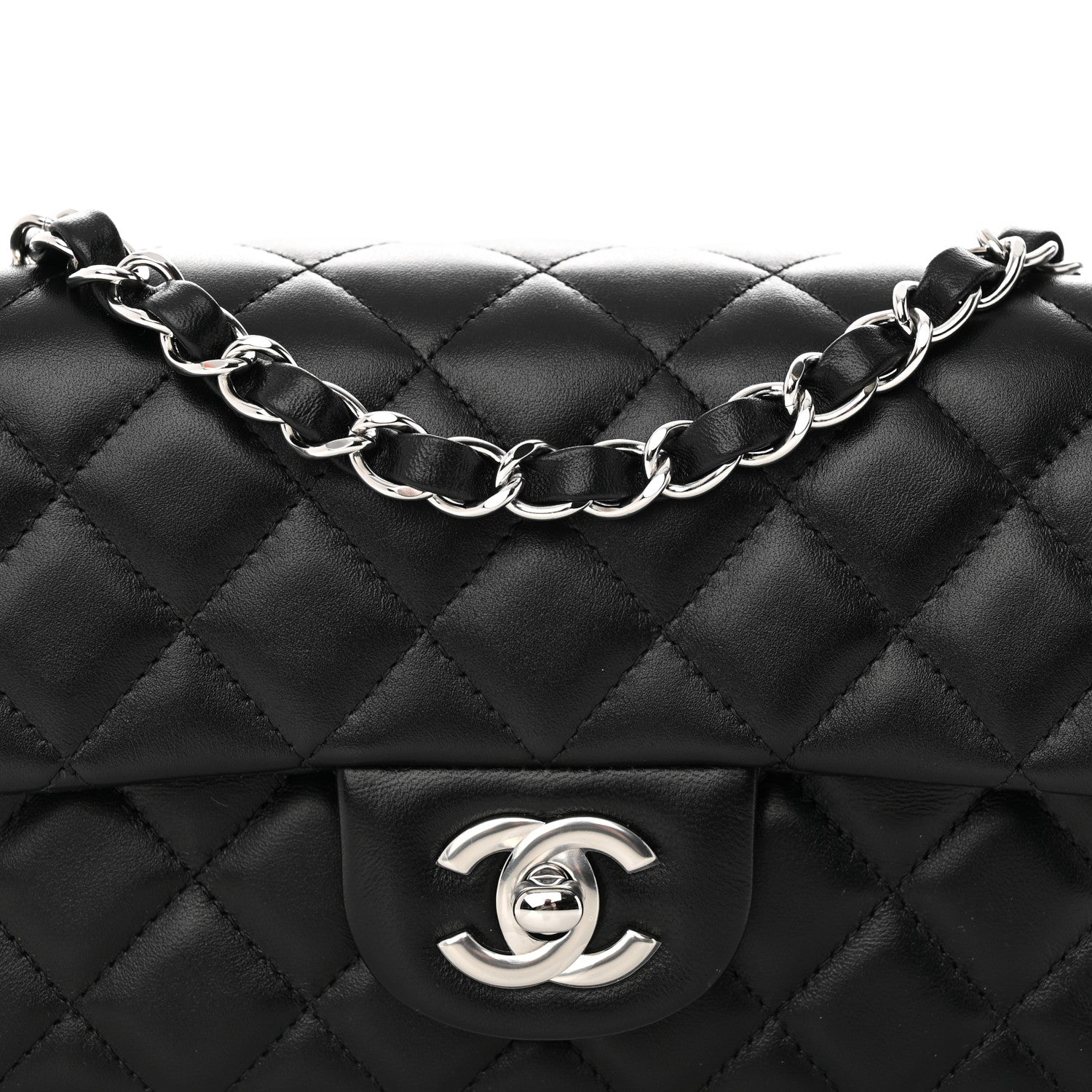 Chanel Lambskin Quilted Mini Rectangular Flap Black 8 of 12