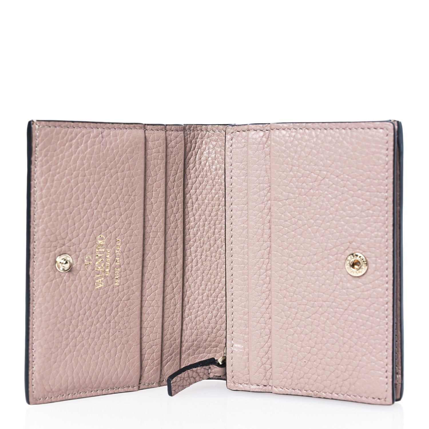 Valentino Garavani Pebbled Calfskin Rockstud French Flap Wallet Poudre 5 of 12