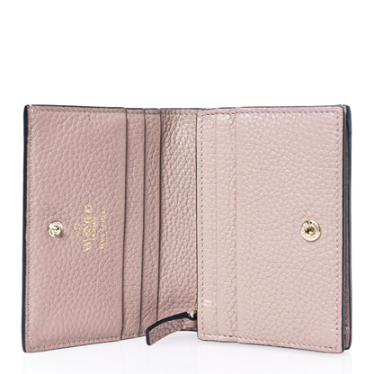 Valentino Garavani Pebbled Calfskin Rockstud French Flap Wallet Poudre 5 of 12