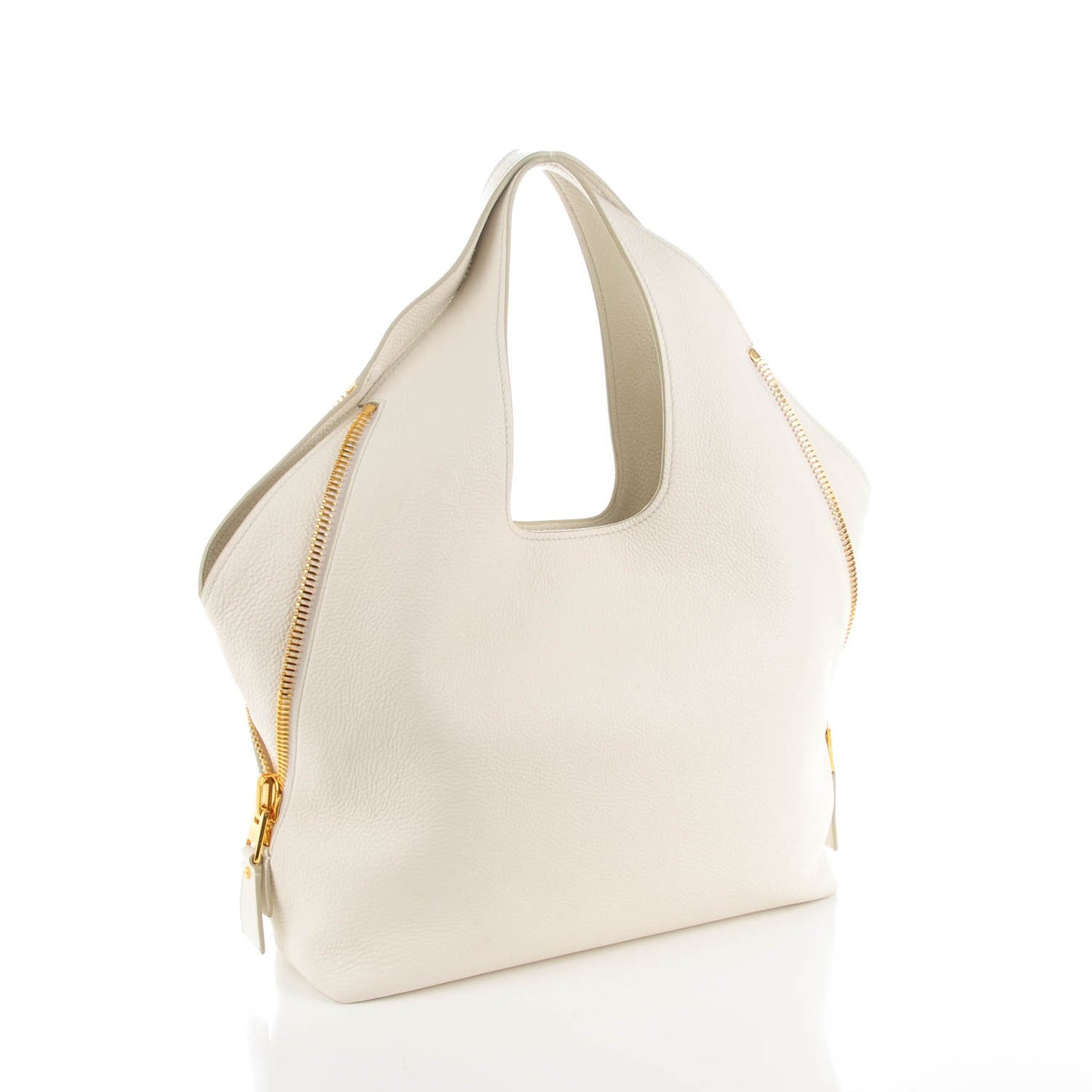 Pebbled Calfskin Jennifer Side-Zip Hobo White