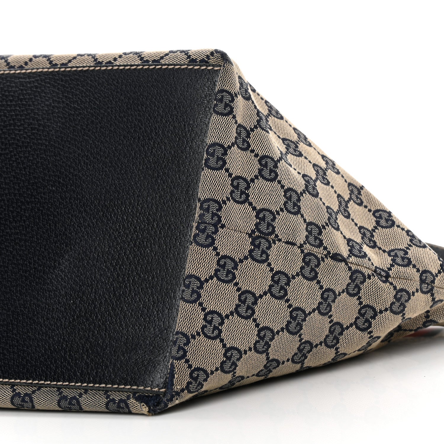 Gucci GG Monogram Medium Web Handle Bucket Tote Navy Blue 10 of 20