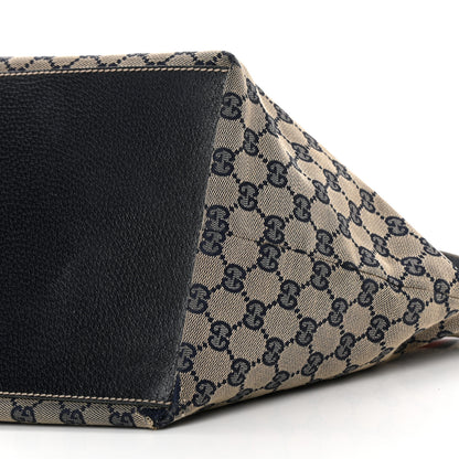 Gucci GG Monogram Medium Web Handle Bucket Tote Navy Blue 10 of 20
