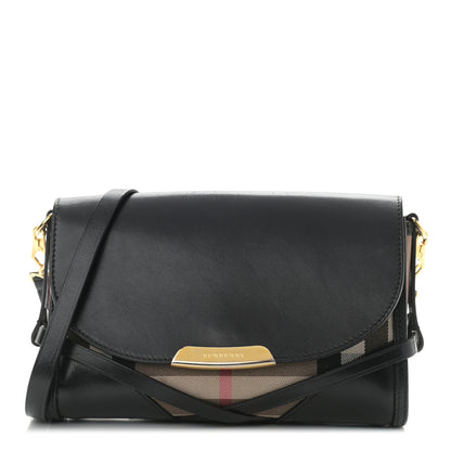Burberry House Check Bridle Calfskin Small Abbott Crossbody Bag Black 1 of 20