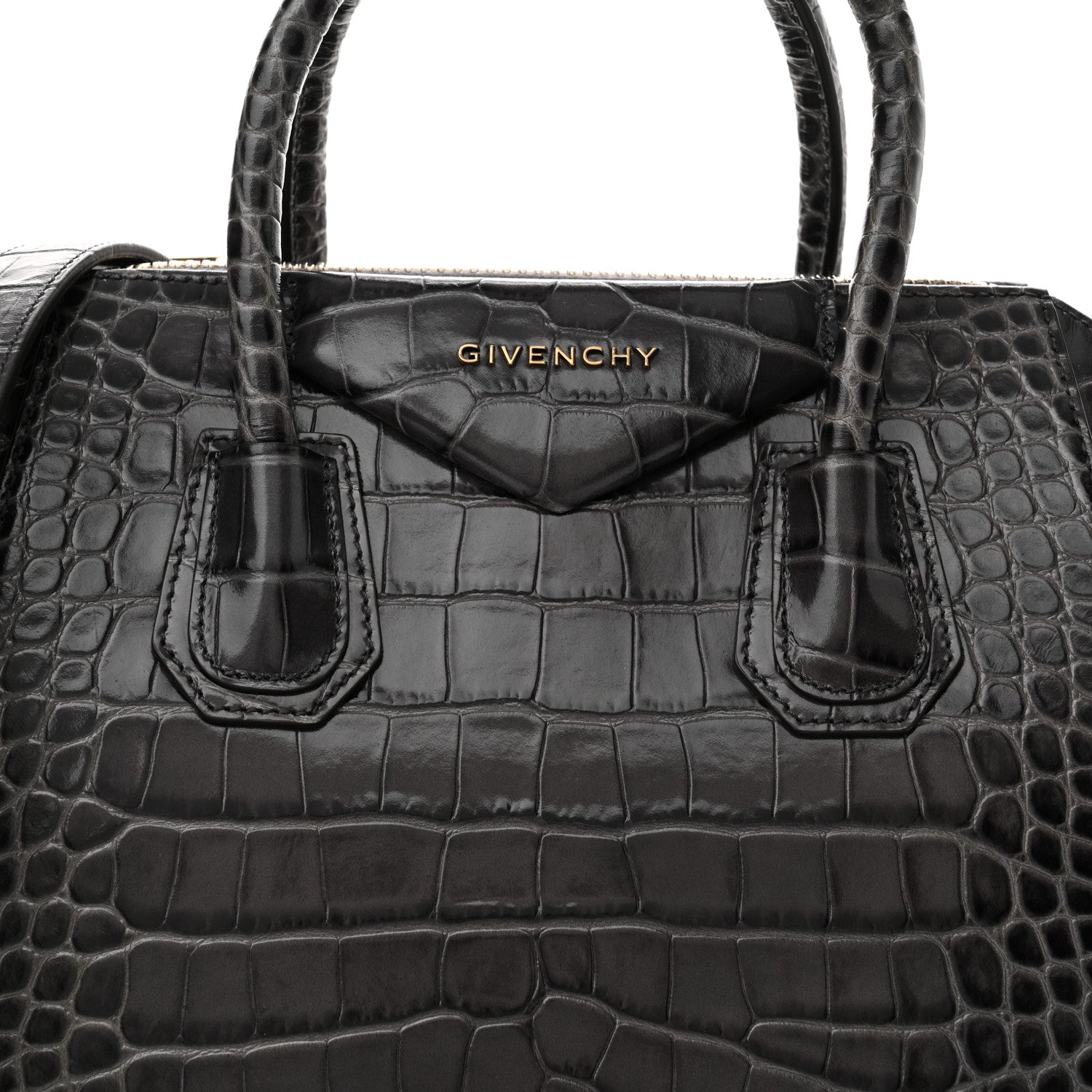 Givenchy Calfskin Crocodile Embossed Small Antigona Storm Grey 8 of 10