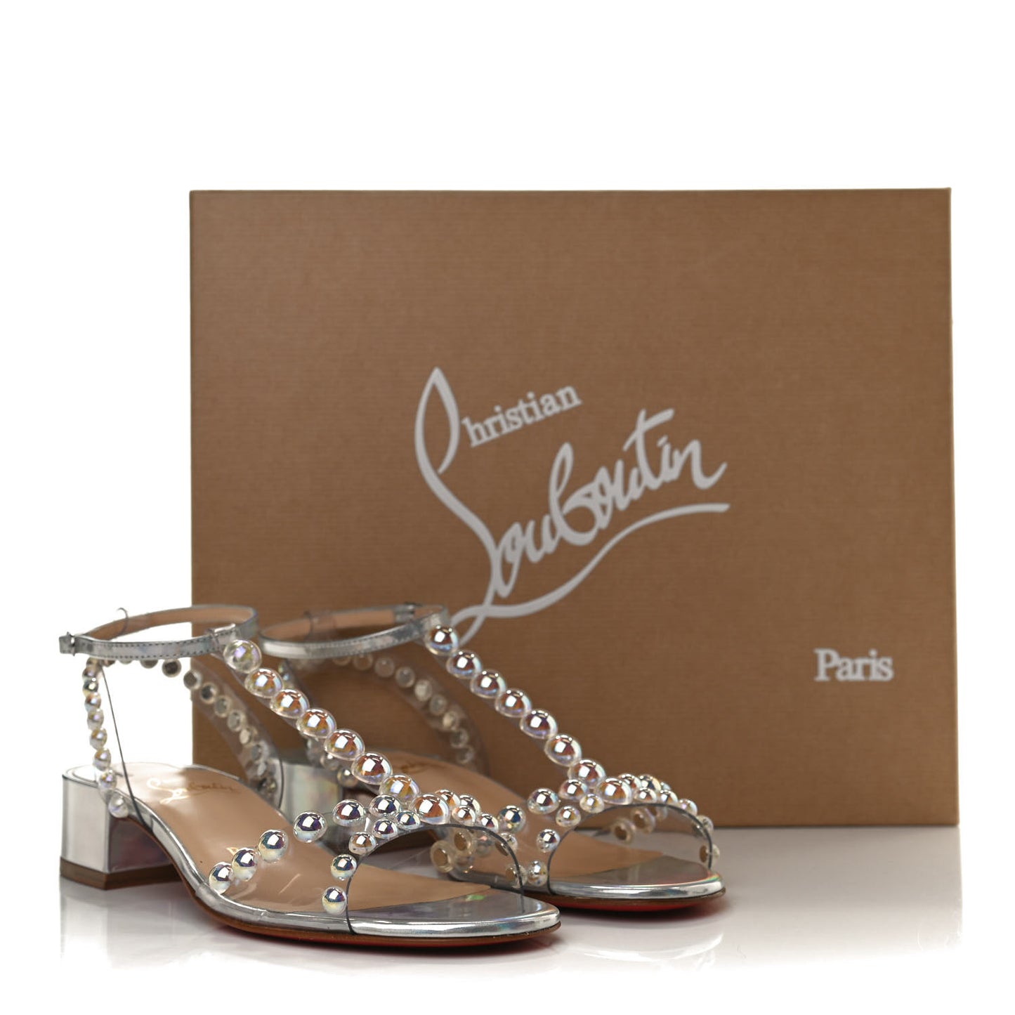 Iridescent Patent PVC Faridaravie 25 Sandals 35 Silver
