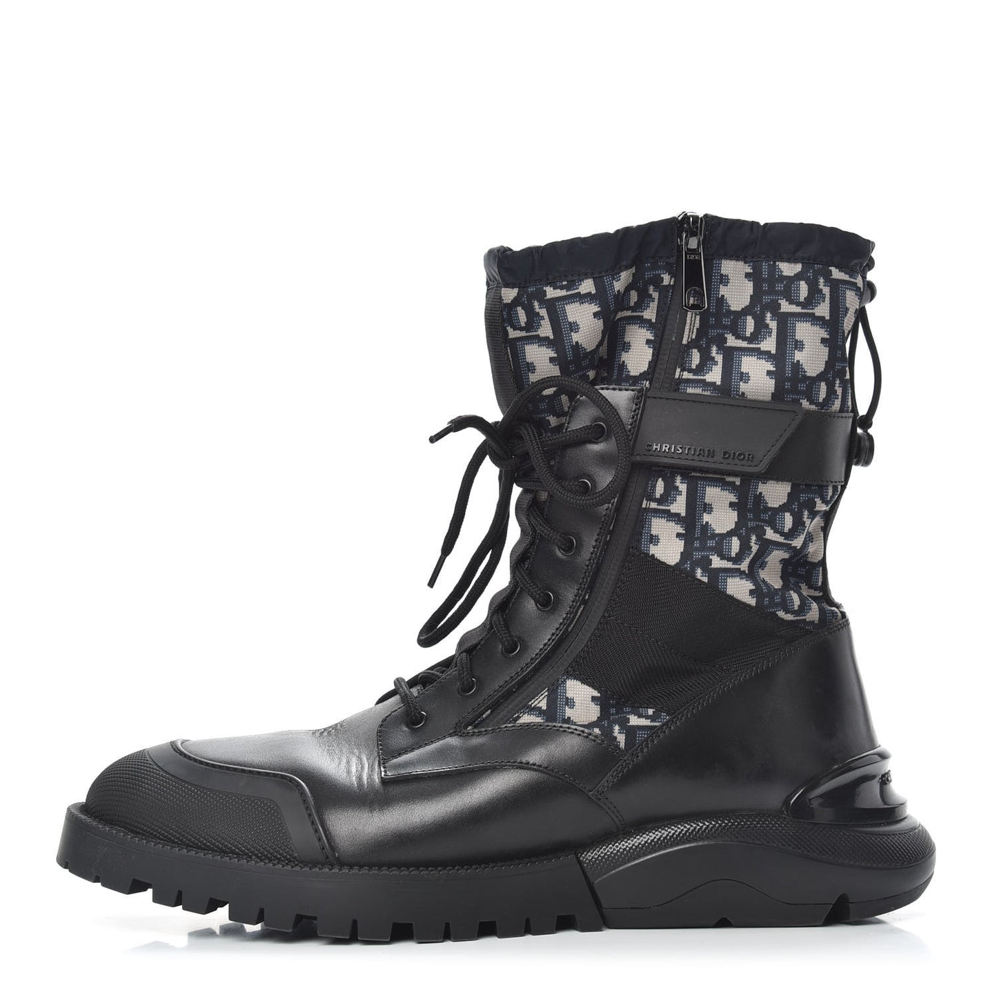 Oblique Smooth Calfskin Combat Boots 41 Beige Black